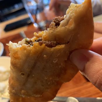 Lima Taverna - "Peruvian" empanada... not authentic at all. Peruvian empanas are never deep fried. - Peruvian Near Me - Plano, Texas Lima Taverna - "Peruvian" empanada... not authentic at all. Peruvian empanas are never deep fried. - Peruvian Near Me - Plano, Texas