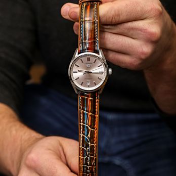 WIS Watch Straps - Multi-Colored Alligator Leather Watch Strap on TAG Heuer Carrera - Watches Near Me - Dallas, Texas WIS Watch Straps - Multi-Colored Alligator Leather Watch Strap on TAG Heuer Carrera - Watches Near Me - Dallas, Texas