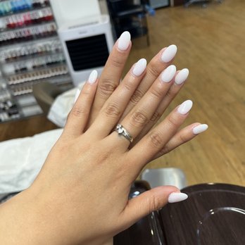 Valley Nails & Spa - White bunny Dip, almond shape - Nail Salons Near Me - Solvang, California Valley Nails & Spa - White bunny Dip, almond shape - Nail Salons Near Me - Solvang, California