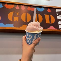 Honey and Mackie's - Cherry limeade sorbet & orange sorbet in a 2 scoop cup