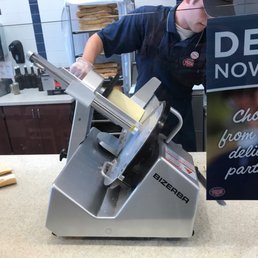 Here, they slice the meats and cheeses to order, like a deli counter. Here, they slice the meats and cheeses to order, like a deli counter.