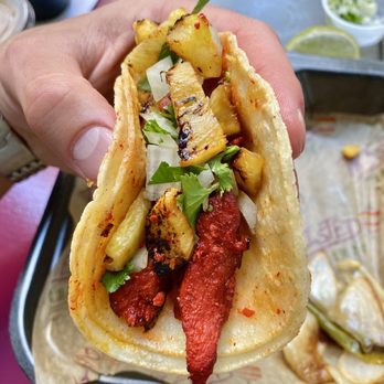Twisted Trompo - Al Pastor taco with pineapple cilantro onion - Mexican Near Me - Dallas, Texas Twisted Trompo - Al Pastor taco with pineapple cilantro onion - Mexican Near Me - Dallas, Texas