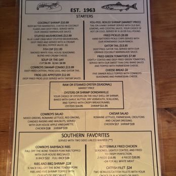Salt Water Cowboys - Menu - Seafood Near Me - St Augustine, Florida
