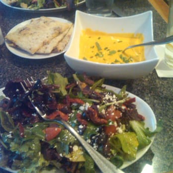 Fuzio Universal Bistro - Fuzio's Ginger carrot soup and Greek Salad - New American Near Me - Modesto, California Fuzio Universal Bistro - Fuzio's Ginger carrot soup and Greek Salad - New American Near Me - Modesto, California