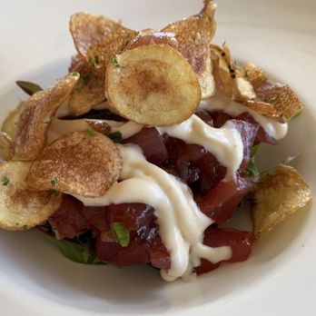 The Pearl - Big Island Ahi Tartare, Kiawe Smoked Soy, Garlic Aioli with Pomme Frites - New American Near Me - Pearl City, Hawaii