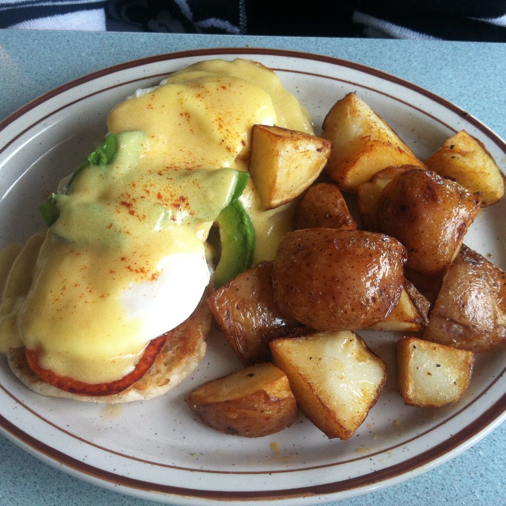Triangle Diner - California Benedict w/ home fries. - Diners Near Me - Saratoga Springs, New York Triangle Diner - California Benedict w/ home fries. - Diners Near Me - Saratoga Springs, New York