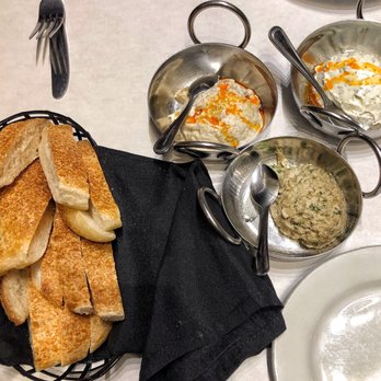 Cazbar - Trio of messes: Yogurtlu Pancar, haydari, baba ghanoush - Turkish Near Me - Baltimore, Maryland