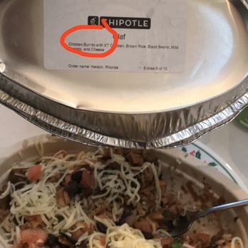 Chipotle Mexican Grill - The employee who made this clearly didn't read the sticker. C'mon, this isn't rocket science. - Mexican Near Me - Englewood, Ohio Chipotle Mexican Grill - The employee who made this clearly didn't read the sticker. C'mon, this isn't rocket science. - Mexican Near Me - Englewood, Ohio
