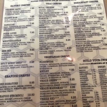 Blossom Bee - Menu as of Sept 27, 2015 (side with breakfast items).. forgot to get a pic of side w/drinks. - Creperies Near Me - Dublin, California