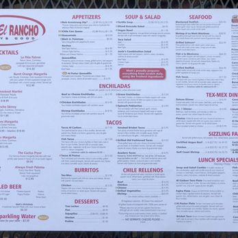 Matt's El Rancho - Paper placemat menu - Mexican Near Me - Austin, Texas