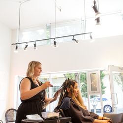 Beautiful natural light streaming in the salon.