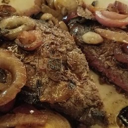 Rib eye. Overcooked, dry, tough, tasteless, lowest grade beef. Dog food. Rib eye. Overcooked, dry, tough, tasteless, lowest grade beef. Dog food.