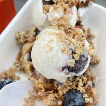 Everyday Sundae - Blueberry Cheesecake ice cream on a glazed waffle - Ice Cream & Frozen Yogurt Near Me - Washington, DC, District of Columbia Everyday Sundae - Blueberry Cheesecake ice cream on a glazed waffle - Ice Cream & Frozen Yogurt Near Me - Washington, DC, District of Columbia