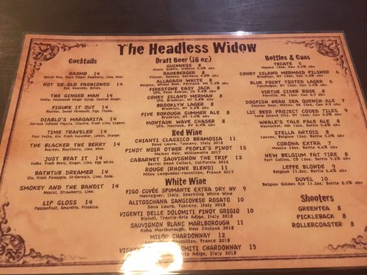 Menu photo 3 The Headless Widow New York, NY