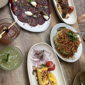 Delbar Middle Eastern - Sea bass. Beet capriccio. Beef. - Persian/Iranian Near Me - Atlanta, Georgia