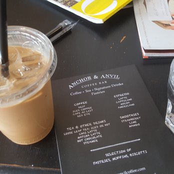 Anchor & Anvil Coffee Bar - The Parking Chair signature cold coffee drink and paper menu - Coffee & Tea Near Me - Ben Avon, Pennsylvania