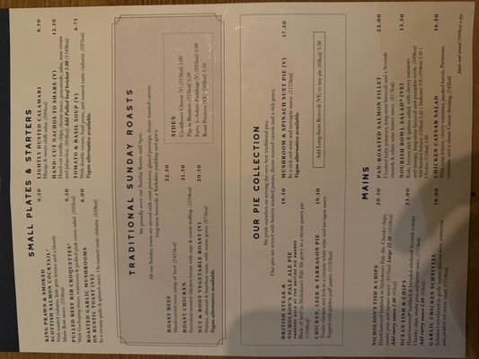 Menu photo 1 The Feathers London, XGL Menu photo 1 The Feathers London, XGL