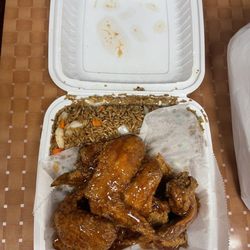This Is Wings & Seafood - Ravens Wings Combo with Honey Old Bay with Shrimp Fried Rice!