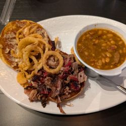 Salt + Smoke - Brisket Sandwich with baked beans