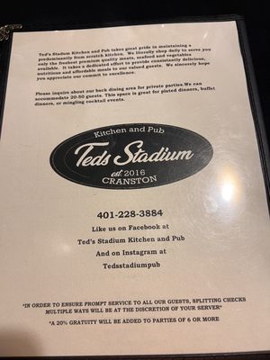 Menu photo 5 Ted's Stadium Kitchen and Pub Cranston, RI