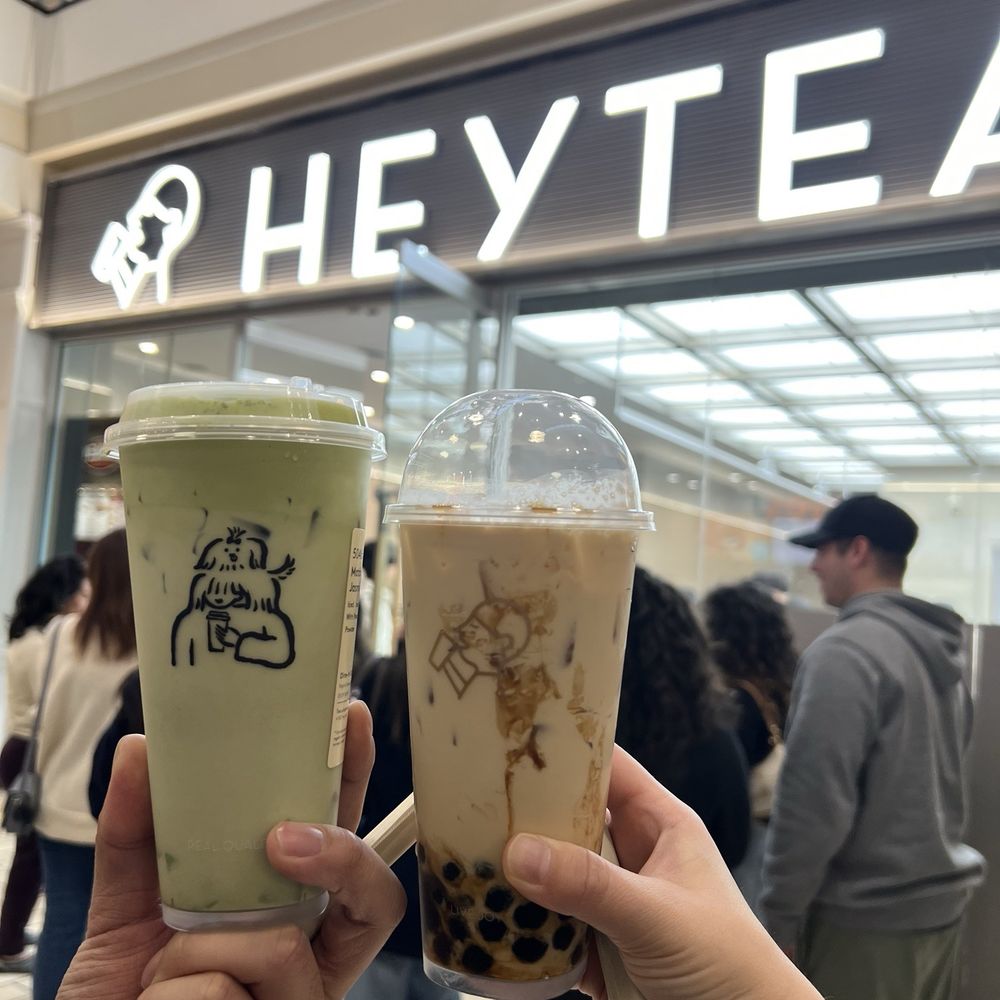 HeyTea - Left: Matcha Right: milk tea - Bubble Tea Near Me - Tysons, Virginia HeyTea - Left: Matcha Right: milk tea - Bubble Tea Near Me - Tysons, Virginia