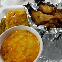Garlic parmesan wings, Mac and cheese and cornbread. Garlic parmesan wings, Mac and cheese and cornbread.