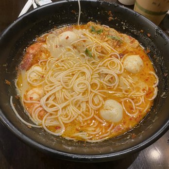 Pho Cafe - Laksa Vermicelli after eating a few bites. - Noodles Near Me - Daly City, California
