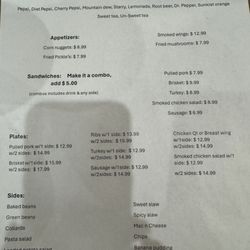 Major's Smokehouse - Menu as of 5/16/2024