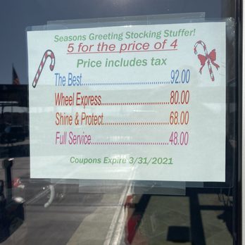 Rain Tunnel Car Spa - Prices posted in the door. - Car Wash Near Me - Albuquerque, New Mexico