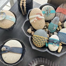 Art Sea - Unique and beautiful leather wrapped rocks!!! What a unique and great gift idea!