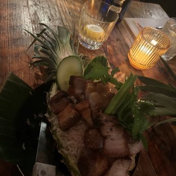 Lemongrass Brooklyn - Pineapple fried rice with fried pork belly - Thai Near Me - Brooklyn, New York Lemongrass Brooklyn - Pineapple fried rice with fried pork belly - Thai Near Me - Brooklyn, New York