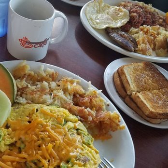 The Small Café - California omlette and the corned beef has with banger for st paddy's day - Breakfast & Brunch Near Me - Long Beach, California