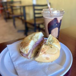 Depoe Bay Coffee Company - Sunrise Bagel Sandwich Peanut Butter Mocha