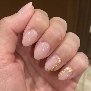 Bliss Nails & Spa 2 - Dip powder with gold flakes by Khoi - Nail Salons Near Me - Lancaster, California