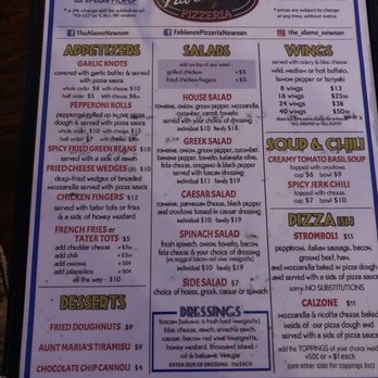 Alamo Jacks - menu options - Bars Near Me - Newnan, Georgia