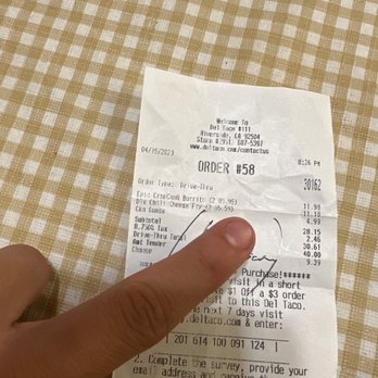 Del Taco - Receipt - Mexican Near Me - Riverside, California Del Taco - Receipt - Mexican Near Me - Riverside, California