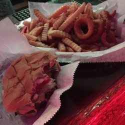 Camden Whiskey Bar - Cheeseburger, fries (small), rings
