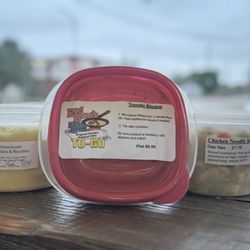 The COOP - Tomato bisque from Red Beans To Go, Chicken & Noodles from Jim's Country Style Chicken, Gluten Free Chicken Noodle Soup from Perfect Plate