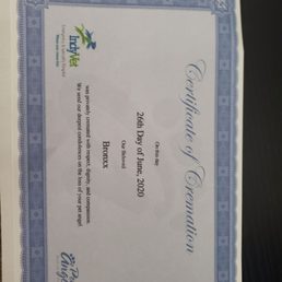 Certificate for private cremation Certificate for private cremation