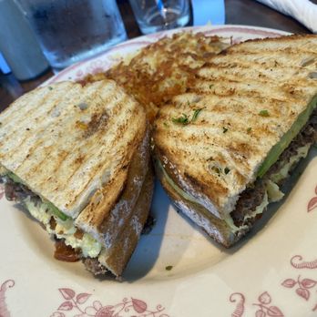Eggstasy - Breakfast panini . subbed the bacon for faux meat, fake meat was not it. Gross. again and don't like warm avocado. Hash browns were good - Breakfast & Brunch Near Me - Mesa, Arizona Eggstasy - Breakfast panini . subbed the bacon for faux meat, fake meat was not it. Gross. again and don't like warm avocado. Hash browns were good - Breakfast & Brunch Near Me - Mesa, Arizona
