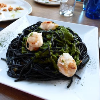 Vinería San Telmo - large portion of pawns with squid ink pasta - Tapas Bars Near Me - Seville, SE
