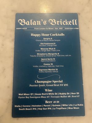 Menu photo 1 Balan's Miami, FL