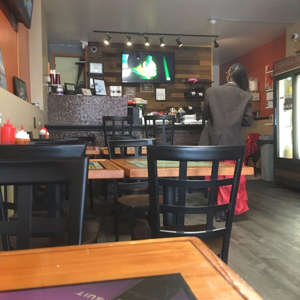 The view from my seat before the lunch crowd. Clean and friendly.