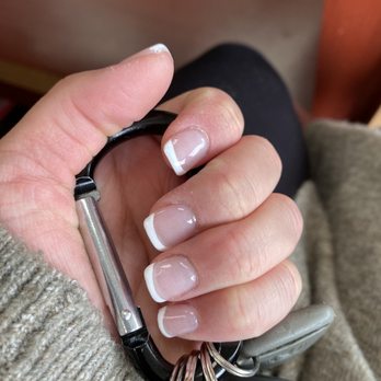 Sophia Nail - Wanted some subtle French tips instead of the usual and I love how these came out. Dipped powder and Lee painted the white on afterwards. - Nail Salons Near Me - Hackensack, New Jersey