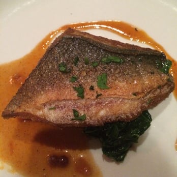 The Crossing - Branzino with black kale and mashed cauliflower - New American Near Me - Clayton, Missouri The Crossing - Branzino with black kale and mashed cauliflower - New American Near Me - Clayton, Missouri