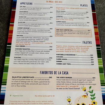 Jose's Courtroom - Menu - Mexican Near Me - La Jolla, California