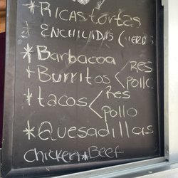 Menu. No prices listed. Quesadilla is $8 and tacos are $3. Not sure prices for the rest.