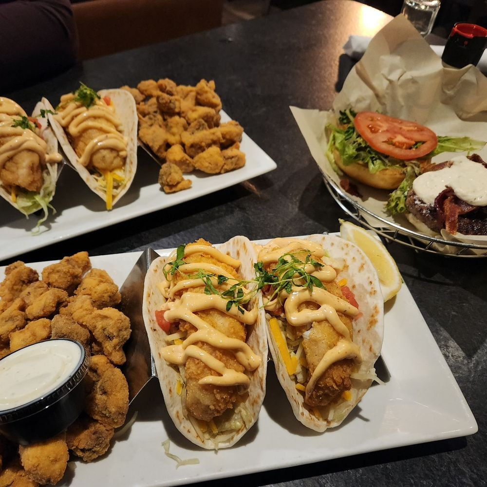 Beechwood Mushrooms, Perch Tacos, Boursin Bacon Burger Beechwood Mushrooms, Perch Tacos, Boursin Bacon Burger