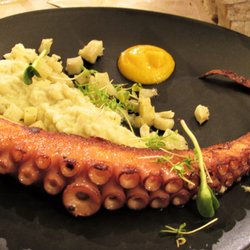 Côté Rue - Poulpe-Octopus with Pureed Artichokes and Orange Chili Sauce