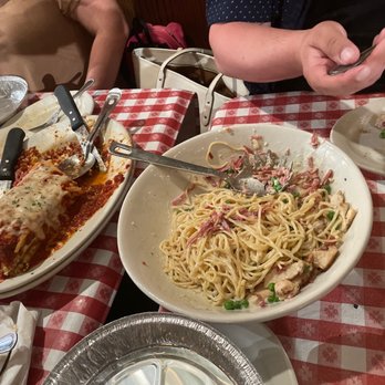 Buca di Beppo Italian Restaurant - Lasagna and Chicken Carbonara - Italian Near Me - Redondo Beach, California